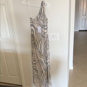 Misa Los Angeles Zebra Print Maxi Dress - Black and Cream